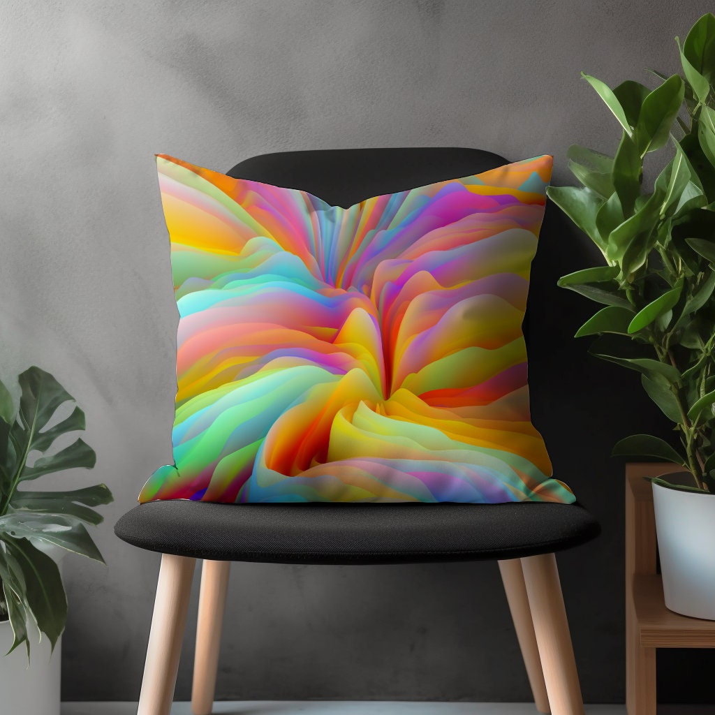 Vivid Bright Pillow Cover, Abstract Colorful Pillow Sham, Decorative Bedroom Throw Pillow Case, Modern Boho Living Room Decoration