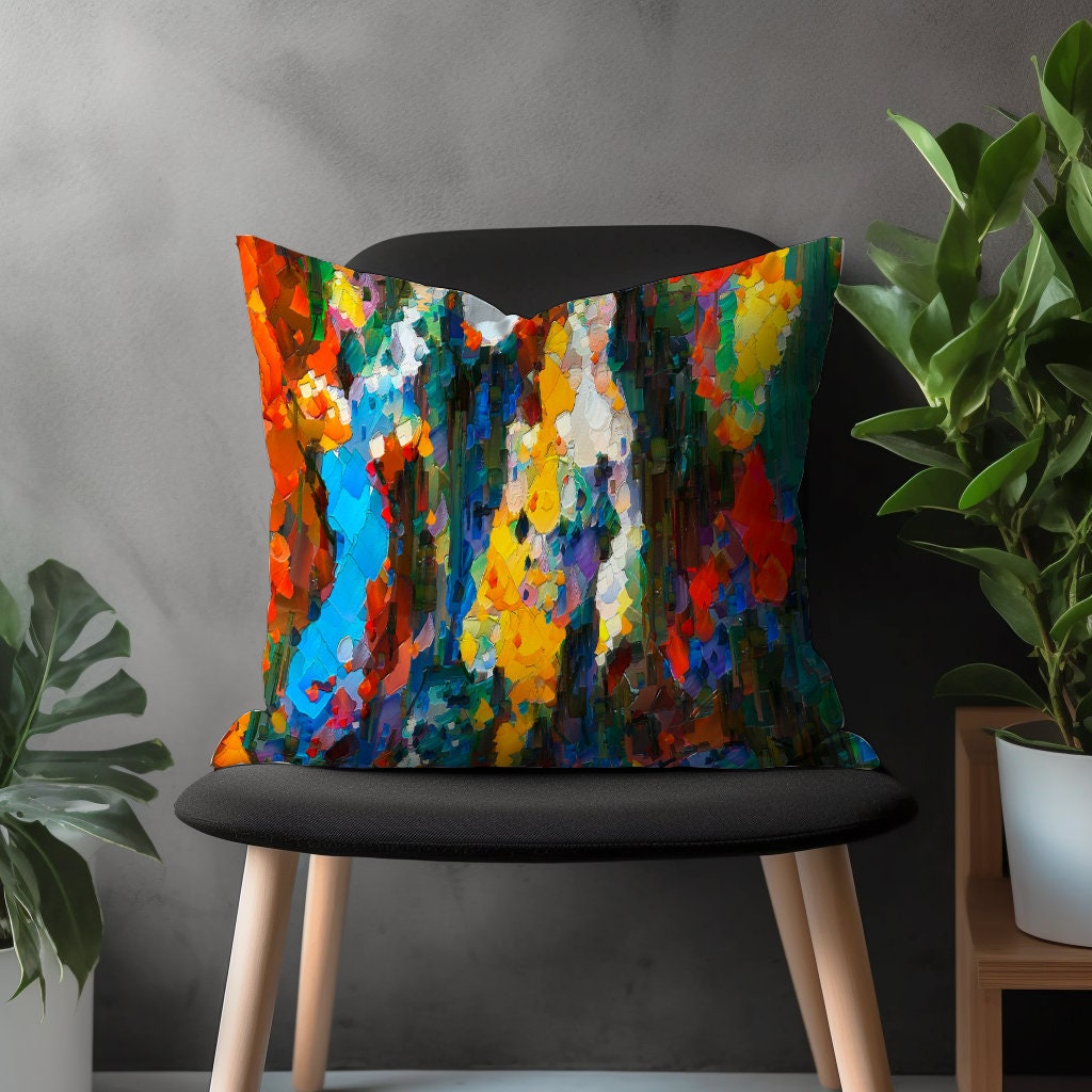 Abstract Vivid Pillow Cover, Vibrant Custom Decorative Throw Pillow Case, Colorful Modern Bedroom Pillow Sham, Living Room Decoration