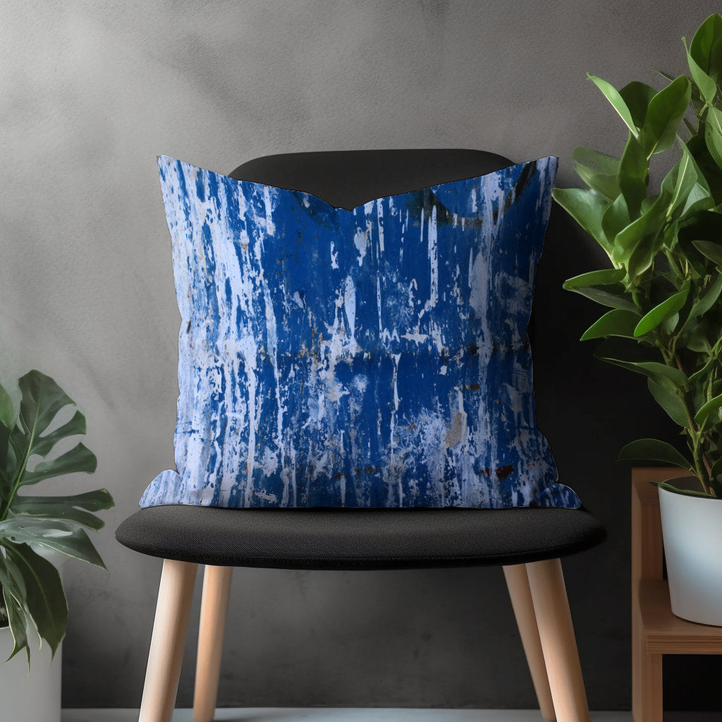 Blue Modern Pillow Cover, Brush Effect Cushion Case, Abstract Bedroom Throw Pillow Decoration, Boho Living Room Decor