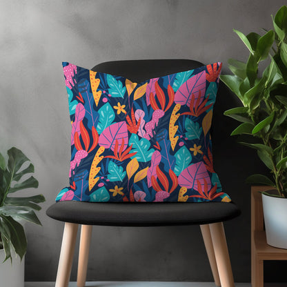 Floral Exotic Pillow Cover, Colorful Flower Tropical Cushion Case, Botanical Bedroom Throw Pillow Cover, Modern Living Room Decoration