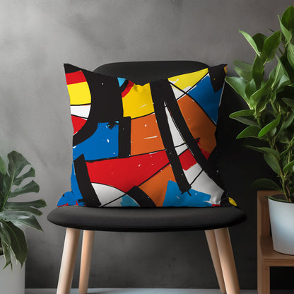 Colorful Abstract Pillow Cover, Retro Style Cushion Case, Mid Century Modern Vivid Living Room Decoration, Bright Bedroom Throw Pillow Case