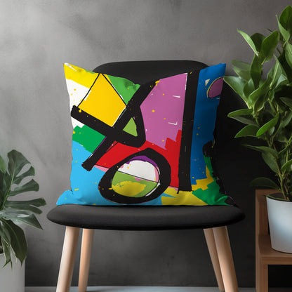 Colorful Abstract Pillow Cover, Retro Style Cushion Case, Mid Century Modern Vivid Living Room Decoration, Bright Bedroom Throw Pillow Case