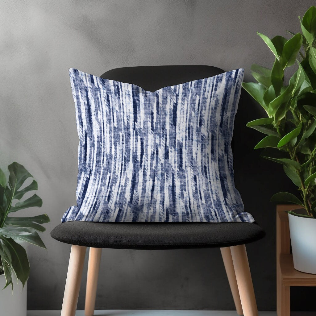 Navy Blue Basket Weave Look Pillow Cover, Blue Modern Cushion Case, Digital Printed Bedroom Throw Pillow Case, Living Room Decoration