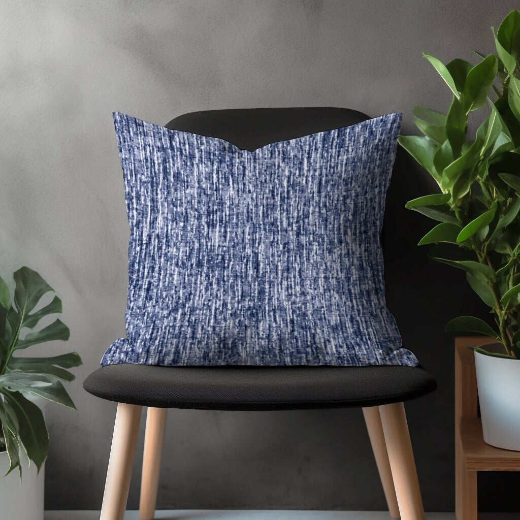 Navy Blue Basket Weave Look Pillow Cover, Blue Modern Cushion Case, Digital Printed Bedroom Throw Pillow Case, Living Room Decoration