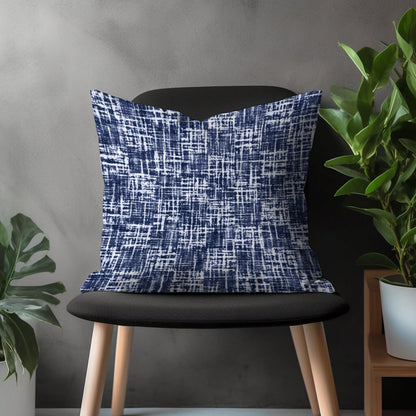 Navy Blue Basket Weave Look Pillow Cover, Blue Modern Cushion Case, Digital Printed Bedroom Throw Pillow Case, Living Room Decoration