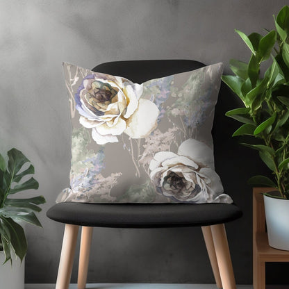 Gray Floral Pillow Cover, Living Room Pillow Sham, Bedroom Flower Throw Pillow, Patio Decor, 18x18 20x20 22x22 Any Size Pillow