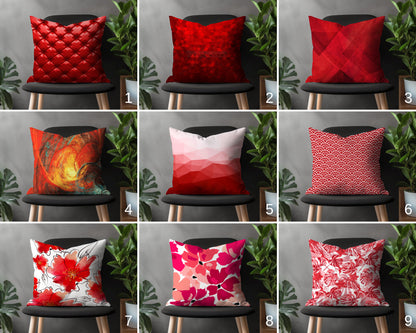 Red Modern Pillow Cover, Cherry Abstract Floral Cushion Case, Retro Living Room Decoration, Burgundy Bedroom Throw Pillow Case