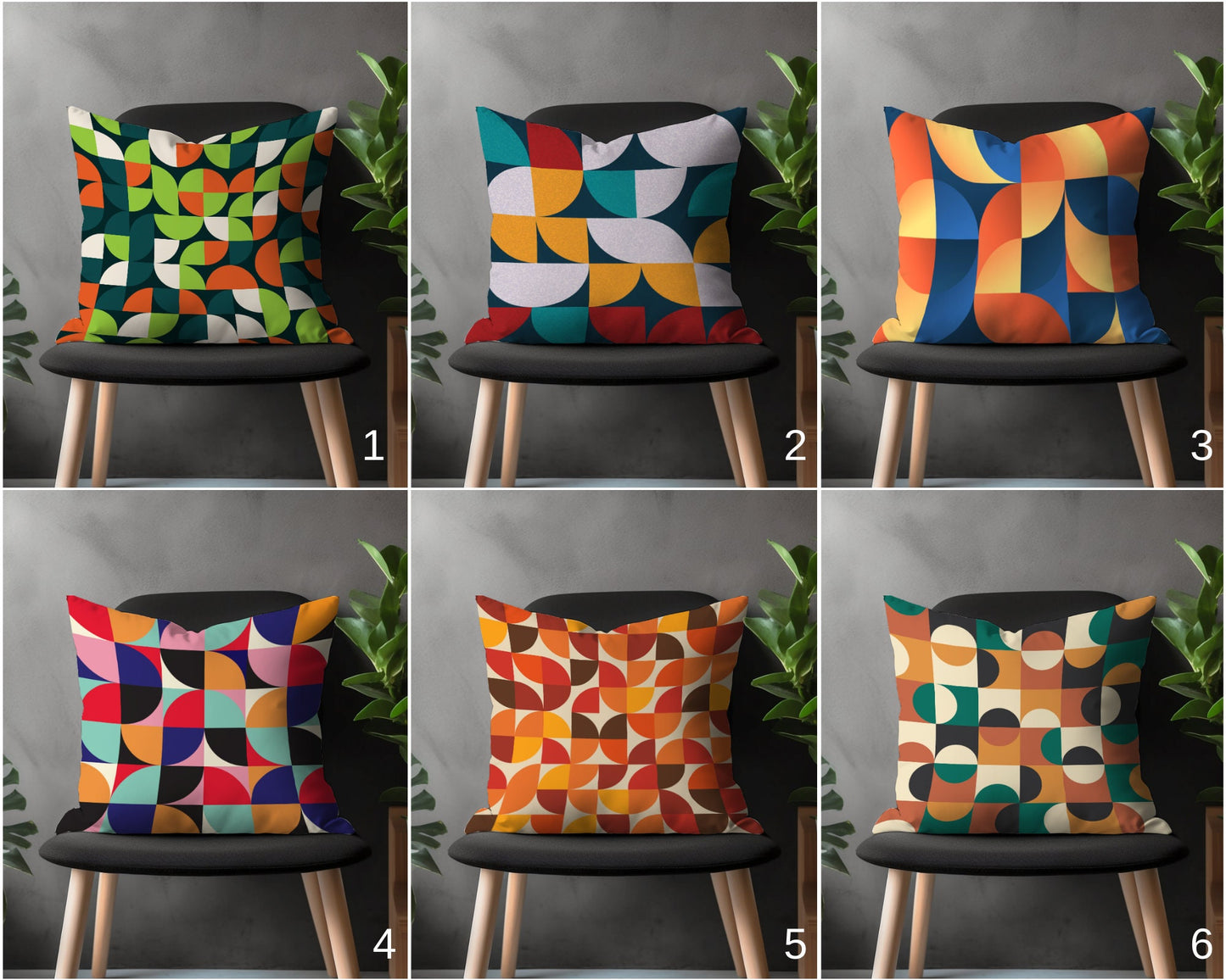 Mid Century Modern Pillow Cover, Boho Abstract Cushion Case, Retro Bedroom Throw Pillow, Colorful Living Room Decoration, Any Size Pillow