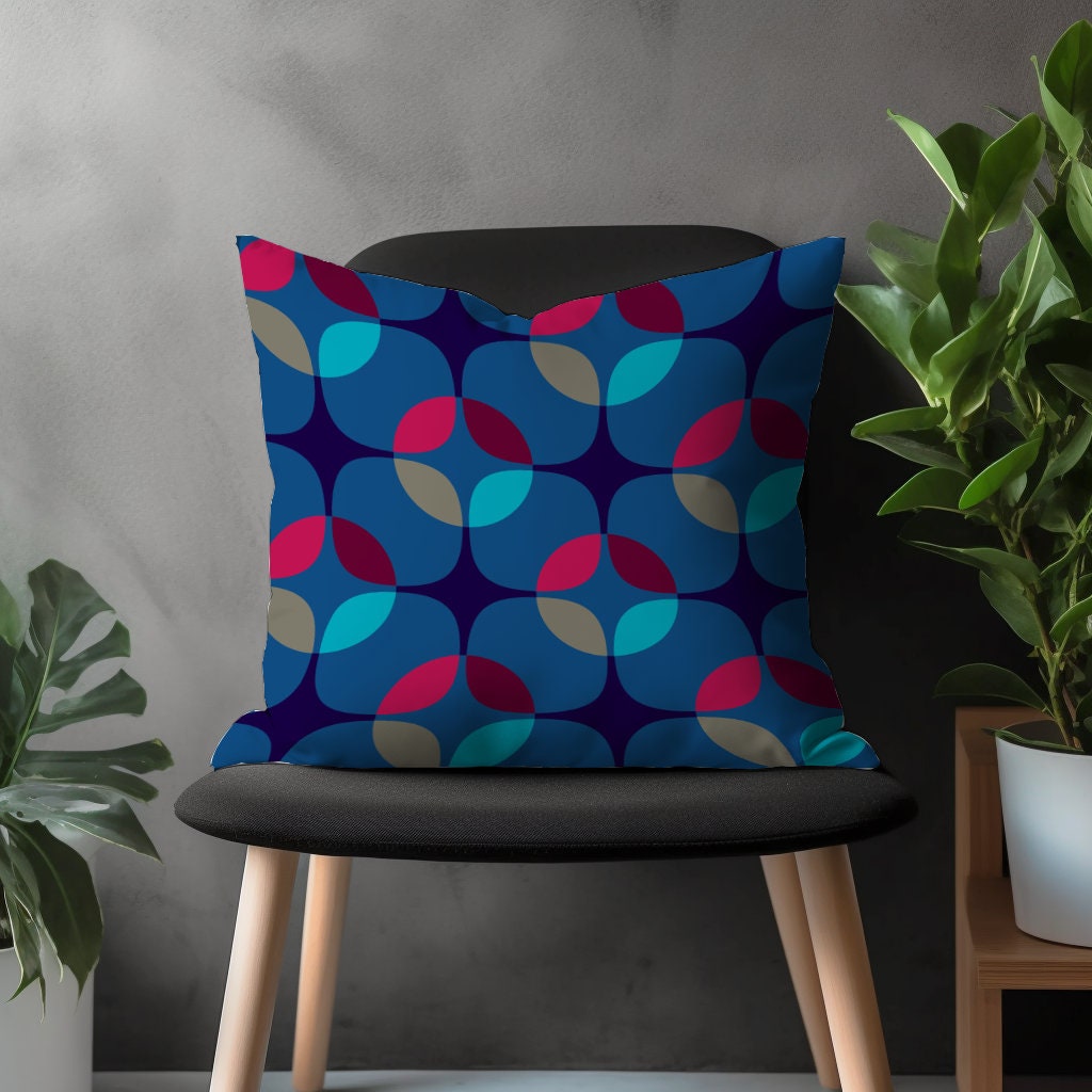 Retro Throw Pillow Cover, Colorful Geometric Living Room Decor, Boho Pillow Sham, Abstract Bedroom Home Decoration, Custom Euro Sham Pillow