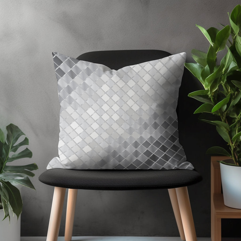 Abstract Gray Pillow Cover, Retro Silver Cushion Case, Geometric Black & White Living Room Decoration, Bedroom Throw Pillow Case