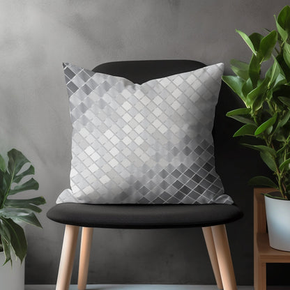 Abstract Gray Pillow Cover, Retro Silver Cushion Case, Geometric Black & White Living Room Decoration, Bedroom Throw Pillow Case