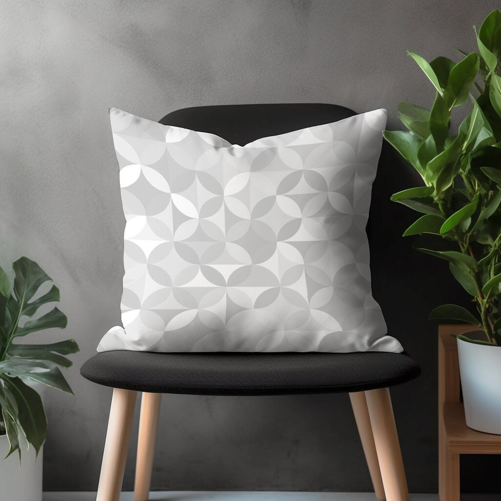 Abstract Gray Pillow Cover, Retro Silver Cushion Case, Geometric Black & White Living Room Decoration, Bedroom Throw Pillow Case