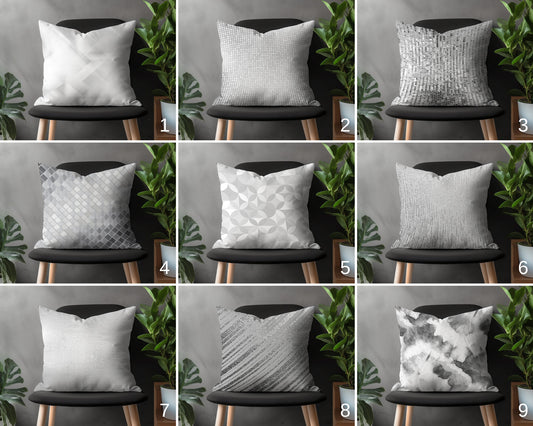 Abstract Gray Pillow Cover, Retro Silver Cushion Case, Geometric Black & White Living Room Decoration, Bedroom Throw Pillow Case