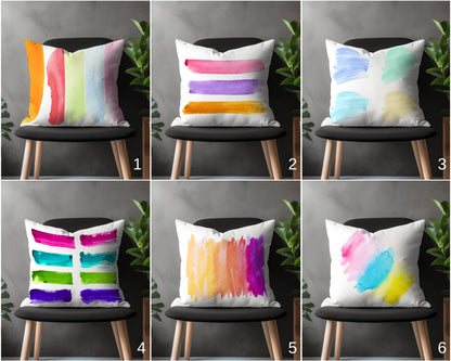 Abstract Colorful Pillow Cover, Vibrant Stripe Cushion Case, Rainbow Bedroom Throw Pillow Cover, Vivid Living Room Decoration