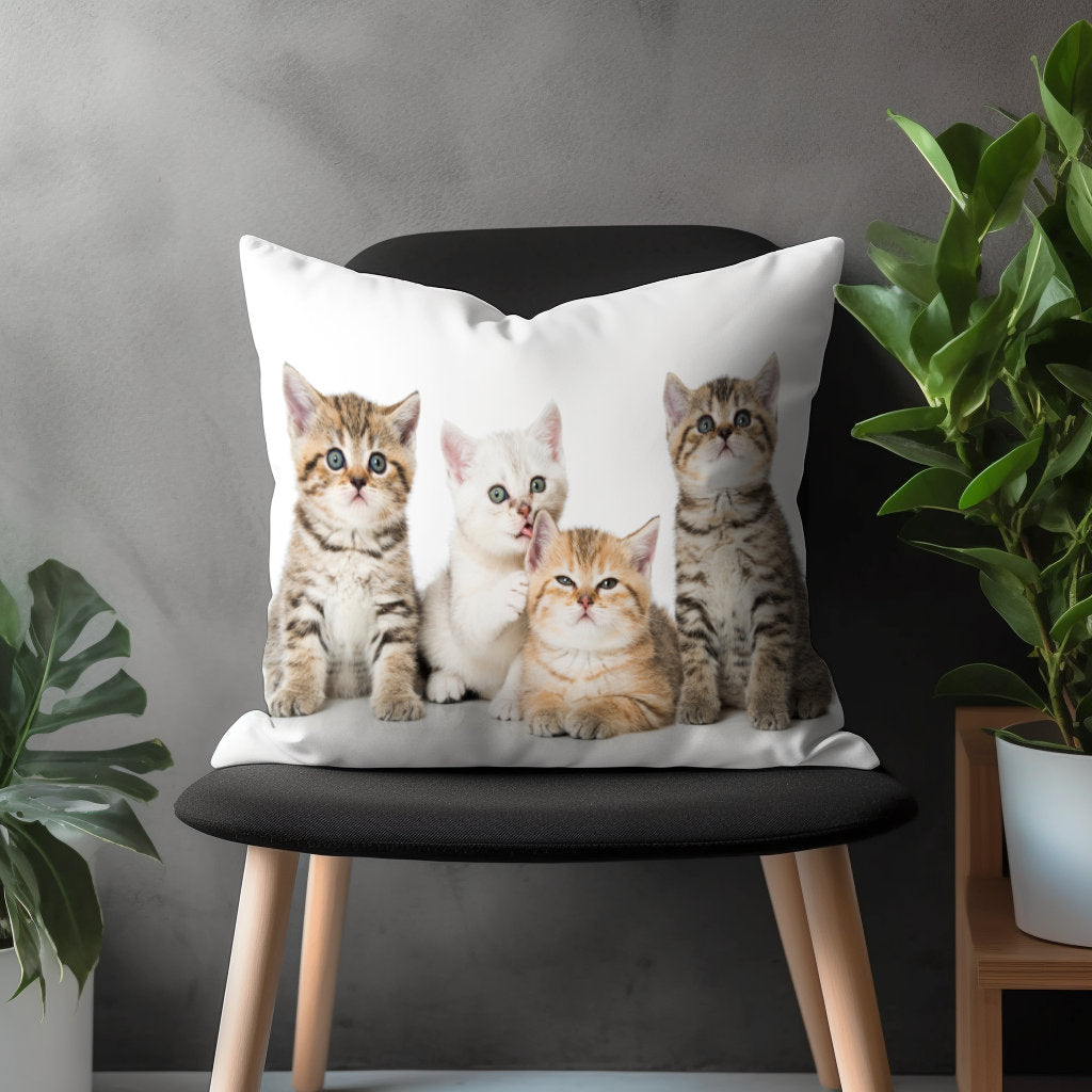 Cute Cat Pillow Cover, Kitty Cushion Case, Animal Living Room Decoration, Kitty Bedroom Throw Pillow Case, Cat Paw Decor