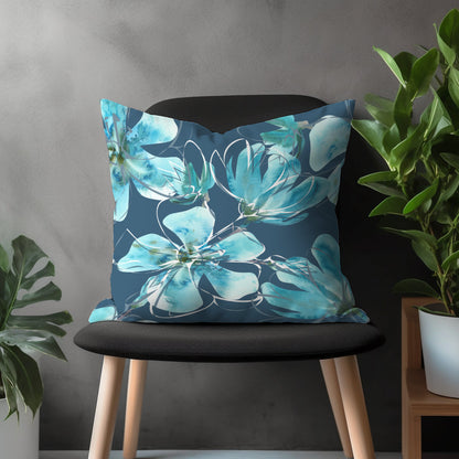 Turquoise Floral Pillow Cover, Geometric Modern Cushion Case, Teal Living Room Decoration, Emerald Bedroom Throw Pillow Case