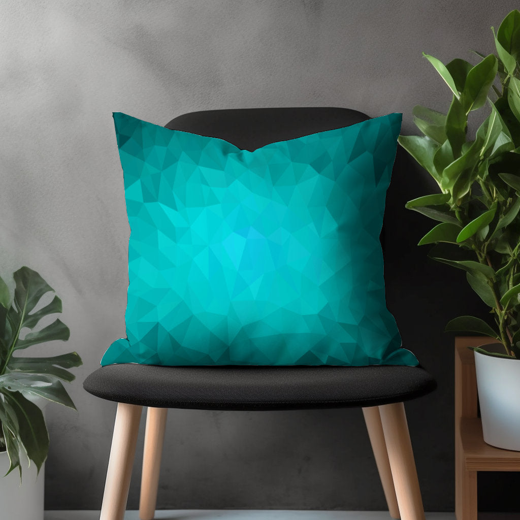 Turquoise Floral Pillow Cover, Geometric Modern Cushion Case, Teal Living Room Decoration, Emerald Bedroom Throw Pillow Case