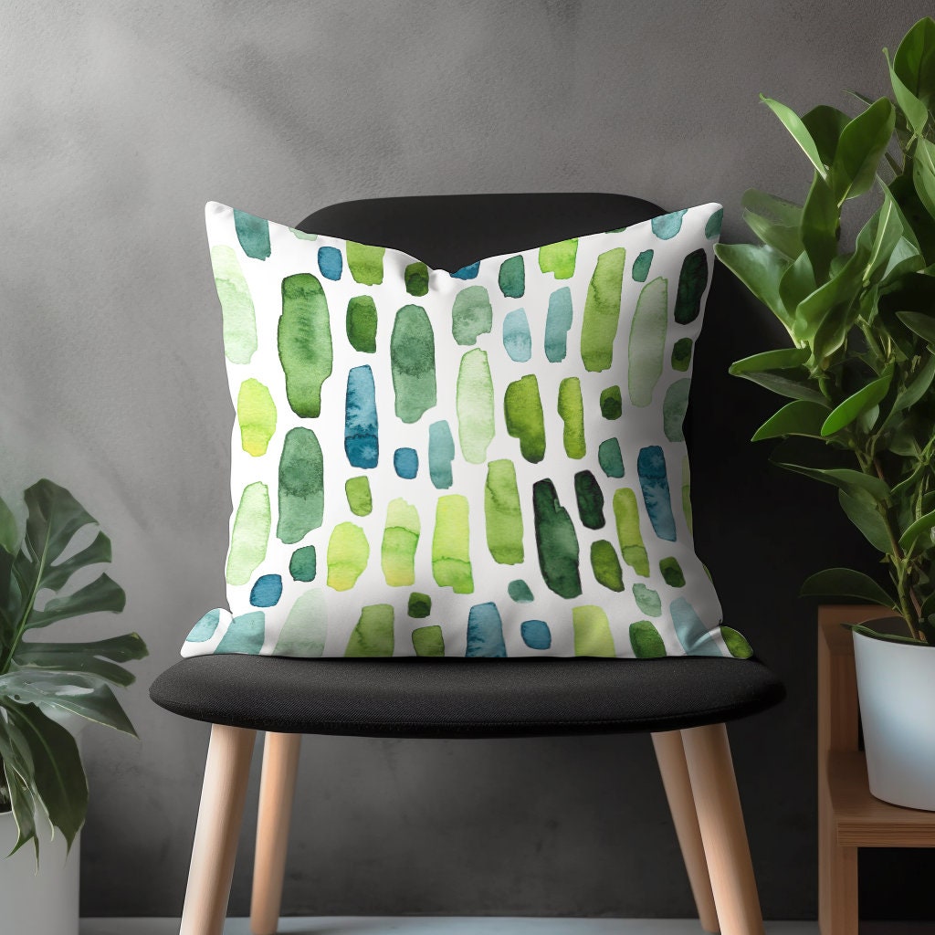 Green Abstract Pillow Cover, Grass Boho Cushion Case, Modern Lime Living Room Decor, Bedroom Throw Pillow Cover, Summer Trend Decoration