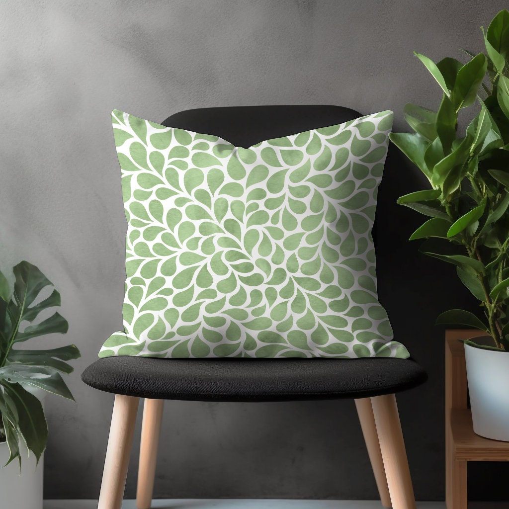 Green Abstract Pillow Cover, Grass Boho Cushion Case, Modern Lime Living Room Decor, Bedroom Throw Pillow Cover, Summer Trend Decoration