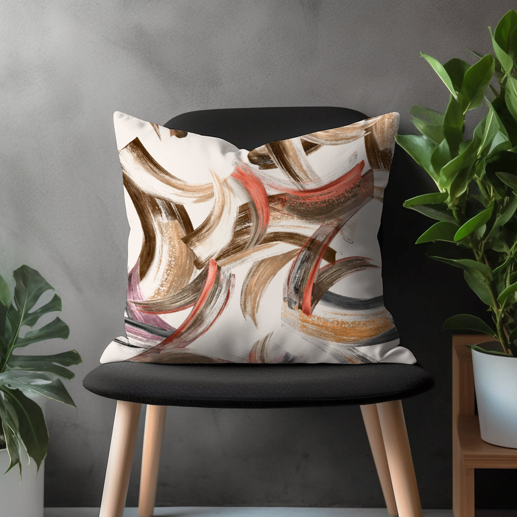 Abstract Modern Pillow Cover, Brown Boho Cushion Case, Retro Living Room Decoration, Beige Mid Century Modern Bedroom Throw Pillow Cover