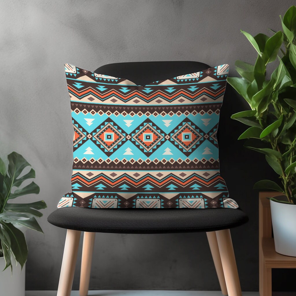 Aztec Kilim Pillow Cover, Ethnic Southwestern Bedroom Throw Pillow Sham, Traditional Farmhouse Decoration, Cottage Living Room Decor