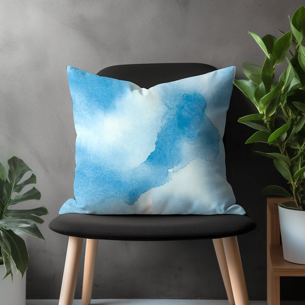 Cloud Pillow Cover, Blue Sky Cushion Case, Aquamarine Living Room Decoration, Indigo Bedroom Throw Any Size Pillow Cover