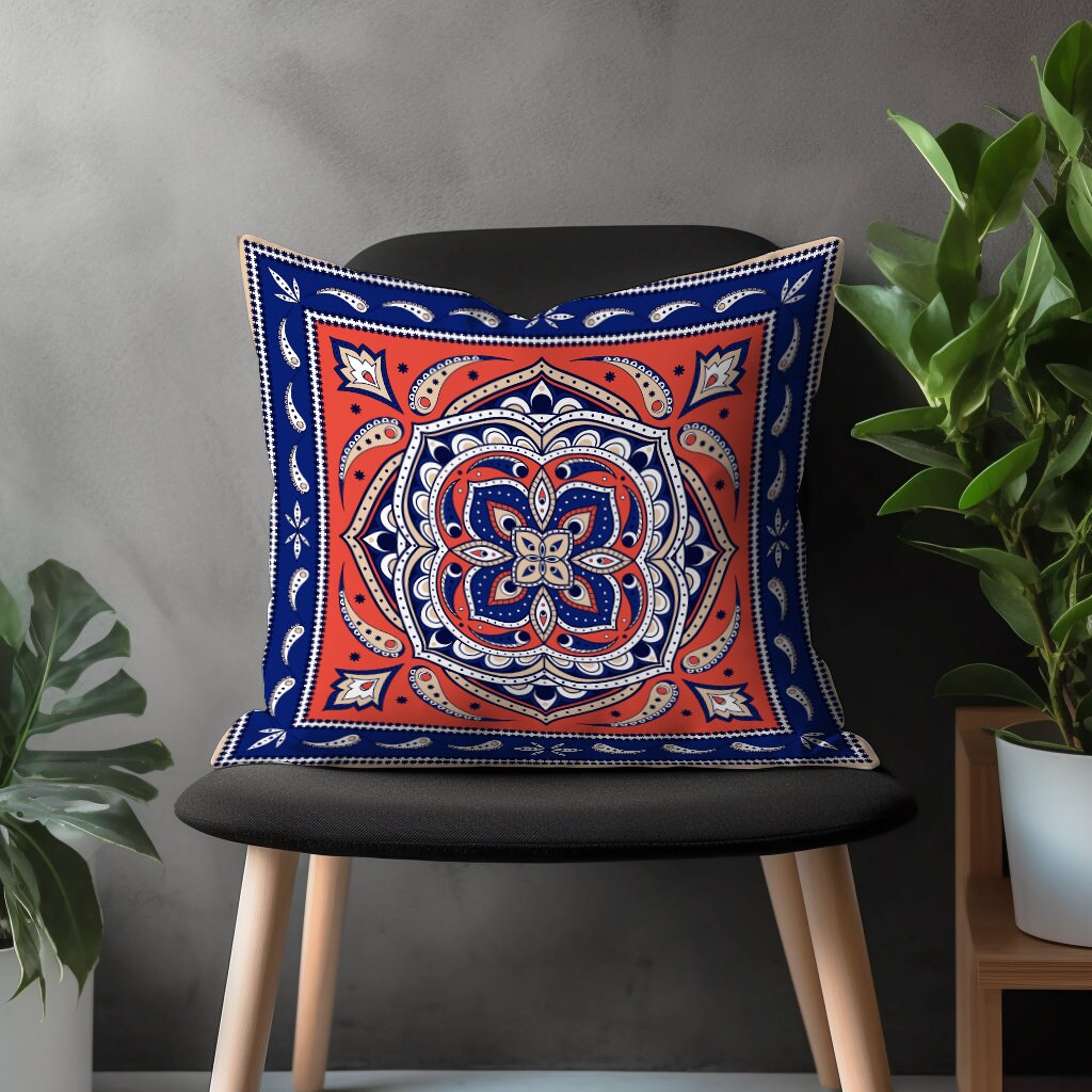 Rug Pillow Cover, Aztec Cushion Case, Traditional Living Room Decor, Southwestern Bedroom Throw Pillow Case, Ethnic Home Decoration