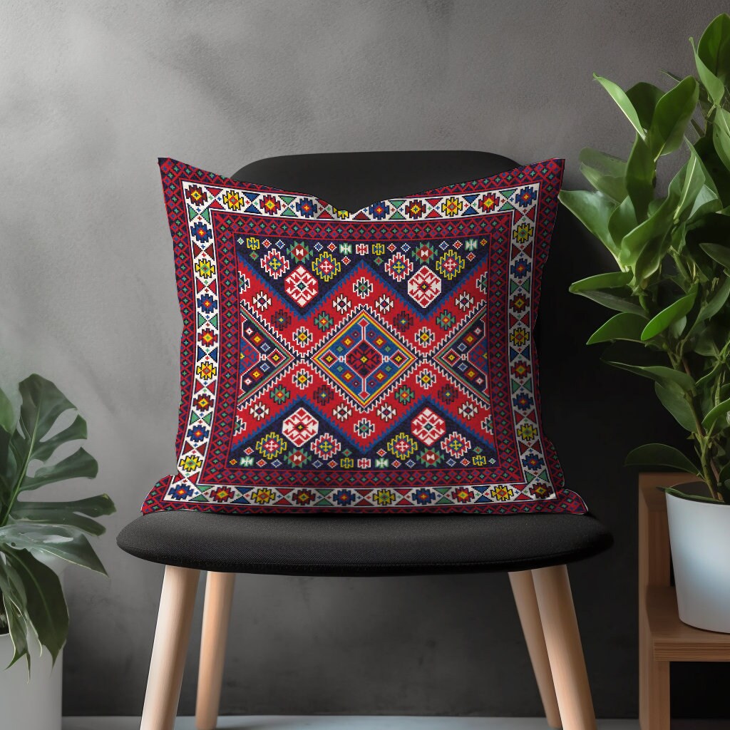 Rug Pillow Cover, Aztec Cushion Case, Traditional Living Room Decor, Southwestern Bedroom Throw Pillow Case, Ethnic Home Decoration