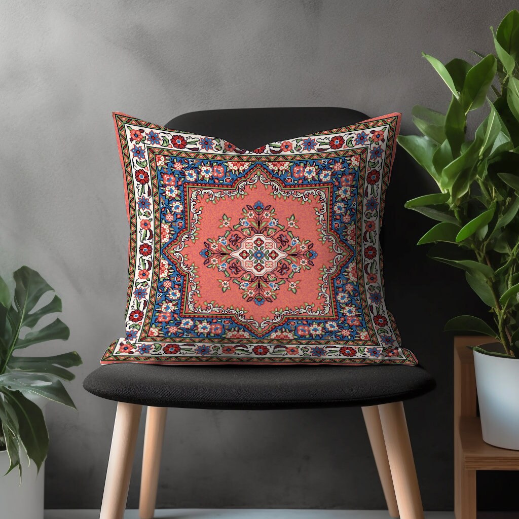 Rug Pillow Cover, Aztec Cushion Case, Traditional Living Room Decor, Southwestern Bedroom Throw Pillow Case, Ethnic Home Decoration