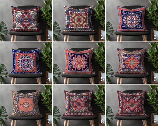 Rug Pillow Cover, Aztec Cushion Case, Traditional Living Room Decor, Southwestern Bedroom Throw Pillow Case, Ethnic Home Decoration