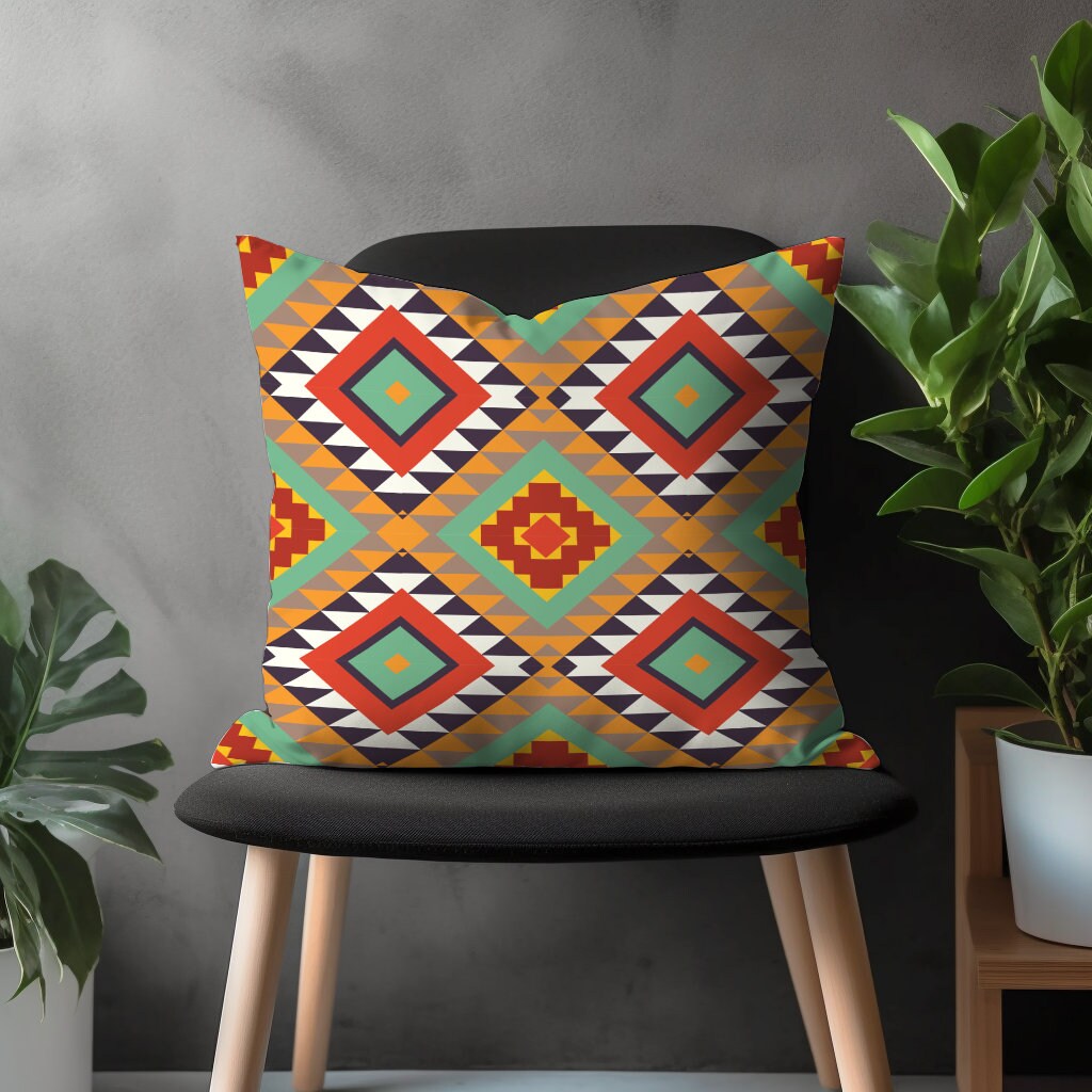 Ethnic Turkish Kilim Pillow Cover, Aztec Rug Cushion Case, Southwestern Farmhouse Living Room Decor, Traditional Bedroom Throw Pillow Case