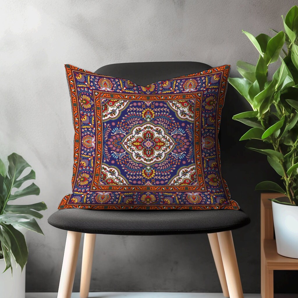 Aztec Kilim Pillow Cover, Turkish Rug Pattern Cushion Case, Southwestern Farmhouse Bedroom Throw Pillow Case, Ethnic Home Decor