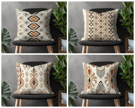 Ethnic Kilim Pillow Cover, Beige Southwestern Turkish Cushion Cover, Aztec Living Room Decor, Rug Pattern Bedroom Throw Pillow Cover