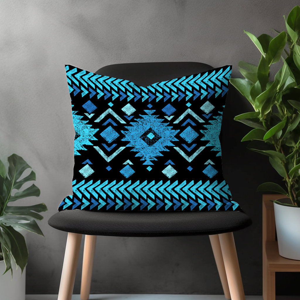 Blue Modern Pillow Cover, Navy Blue Pillow Sham, Abstract Living Room Decor, Boho Bedroom Throw Pillow Case, 18x18 20x20 22x22