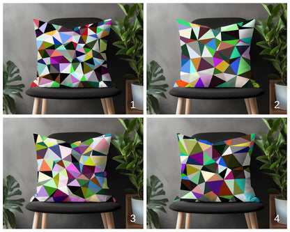 Colorful Retro Pillow Cover, Mid Century Modern Pillow Sham, Bohemian Living Room Throw Pillow Case, Bedroom Decoration, Custom Throw Pillow