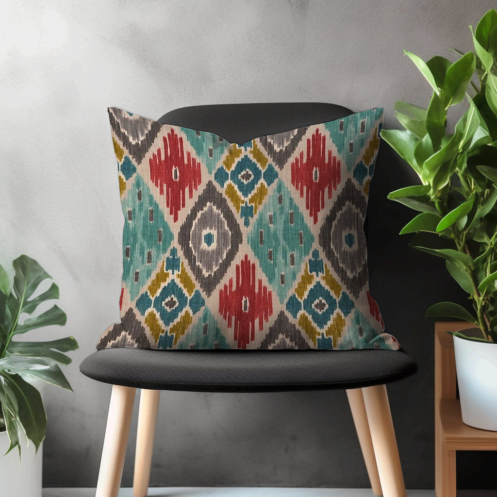 Ikat Geometric Pillow Cover, Diamond Cushion Case, Colorful Living Room Decoration, Boho Bedroom Throw Pillow Case, Arrow Pattern Home Decor