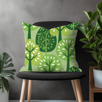 Green Leaves Modern Pillow Cover, Botanical Euro Sham Cover, Abstract Grassy Living Room Decor, Floral Bedroom Throw Pillow Case