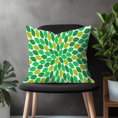 Green Leaves Modern Pillow Cover, Botanical Euro Sham Cover, Abstract Grassy Living Room Decor, Floral Bedroom Throw Pillow Case