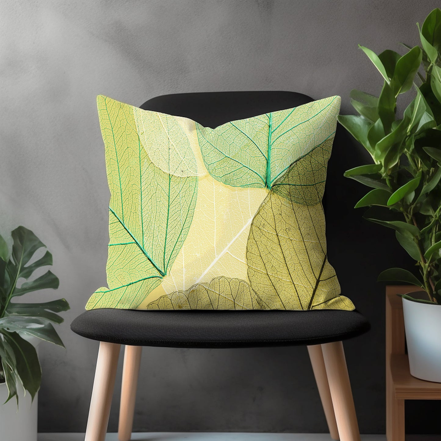 Green Leaves Modern Pillow Cover, Botanical Euro Sham Cover, Abstract Grassy Living Room Decor, Floral Bedroom Throw Pillow Case