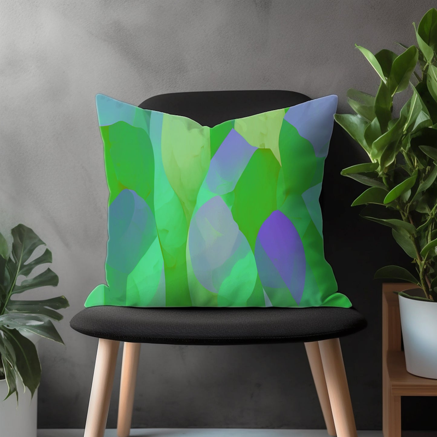 Green Leaves Modern Pillow Cover, Botanical Euro Sham Cover, Abstract Grassy Living Room Decor, Floral Bedroom Throw Pillow Case