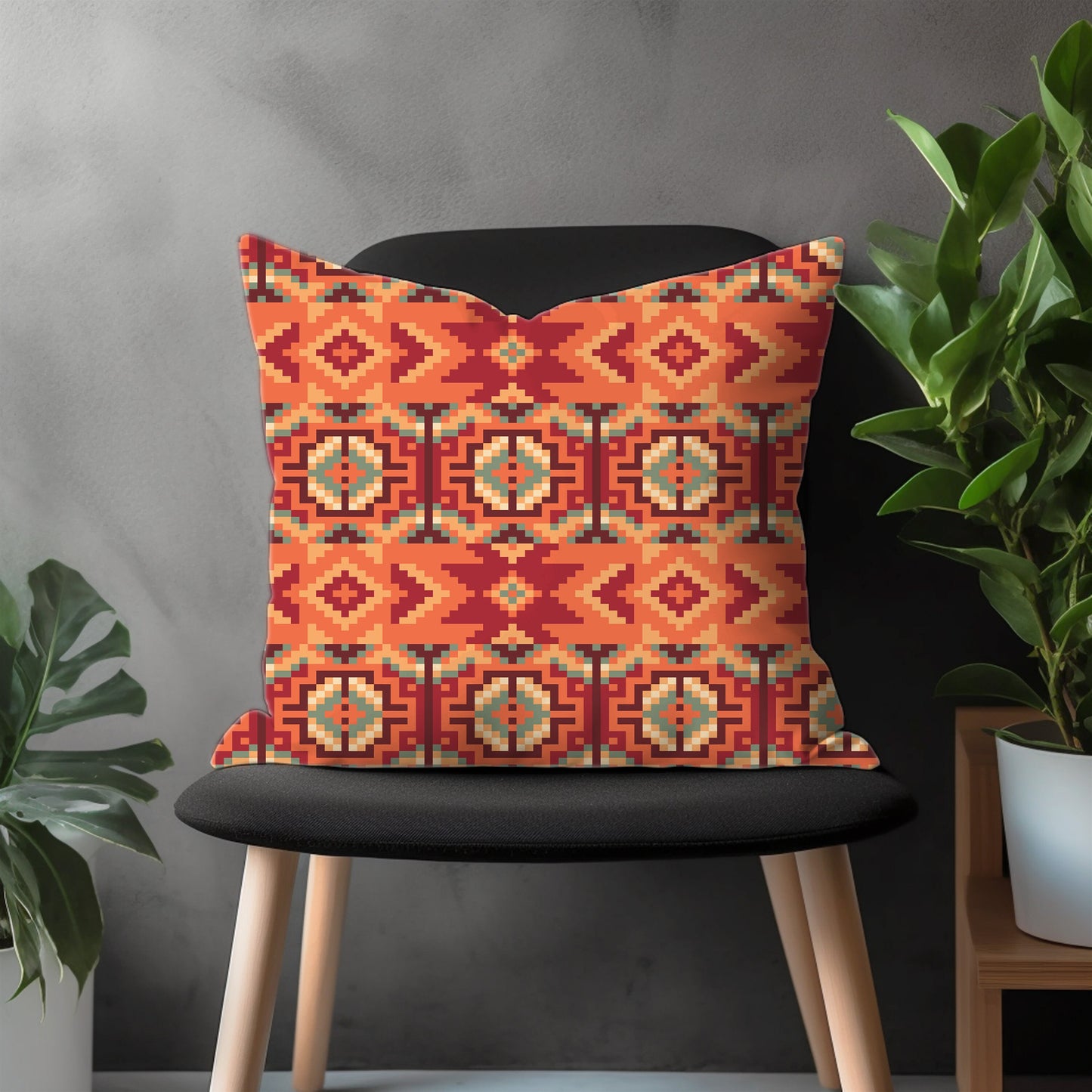 Southwestern Aztec Pillow Cover, Turkish Kilim Euro Pillow Sham, Authentic Farmhouse Living Room Decor, Ethnic Bedroom Throw Pillow Case