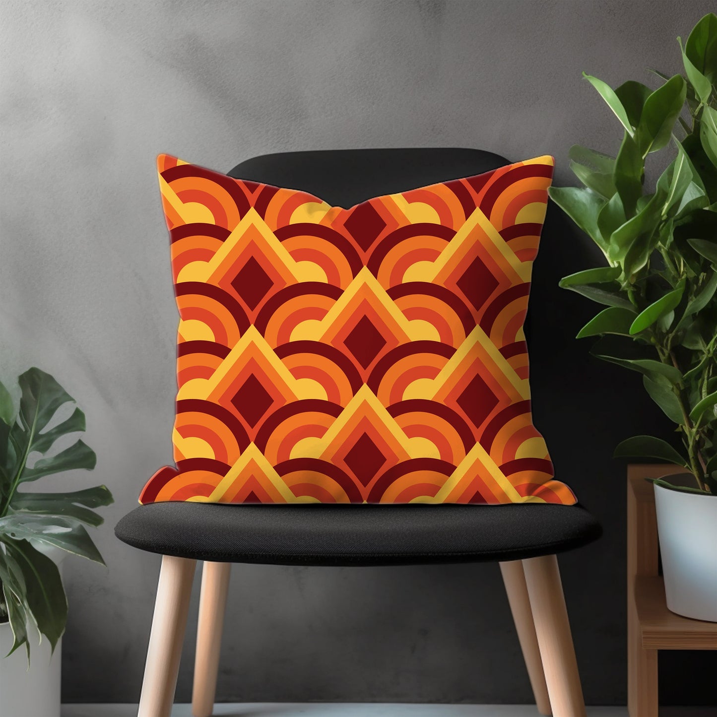 Abstract Terracotta Pillow Cover, Orange Geometric Euro Sham Cover, Modern Bedroom Throw Pillow Case, Decorative Living Room