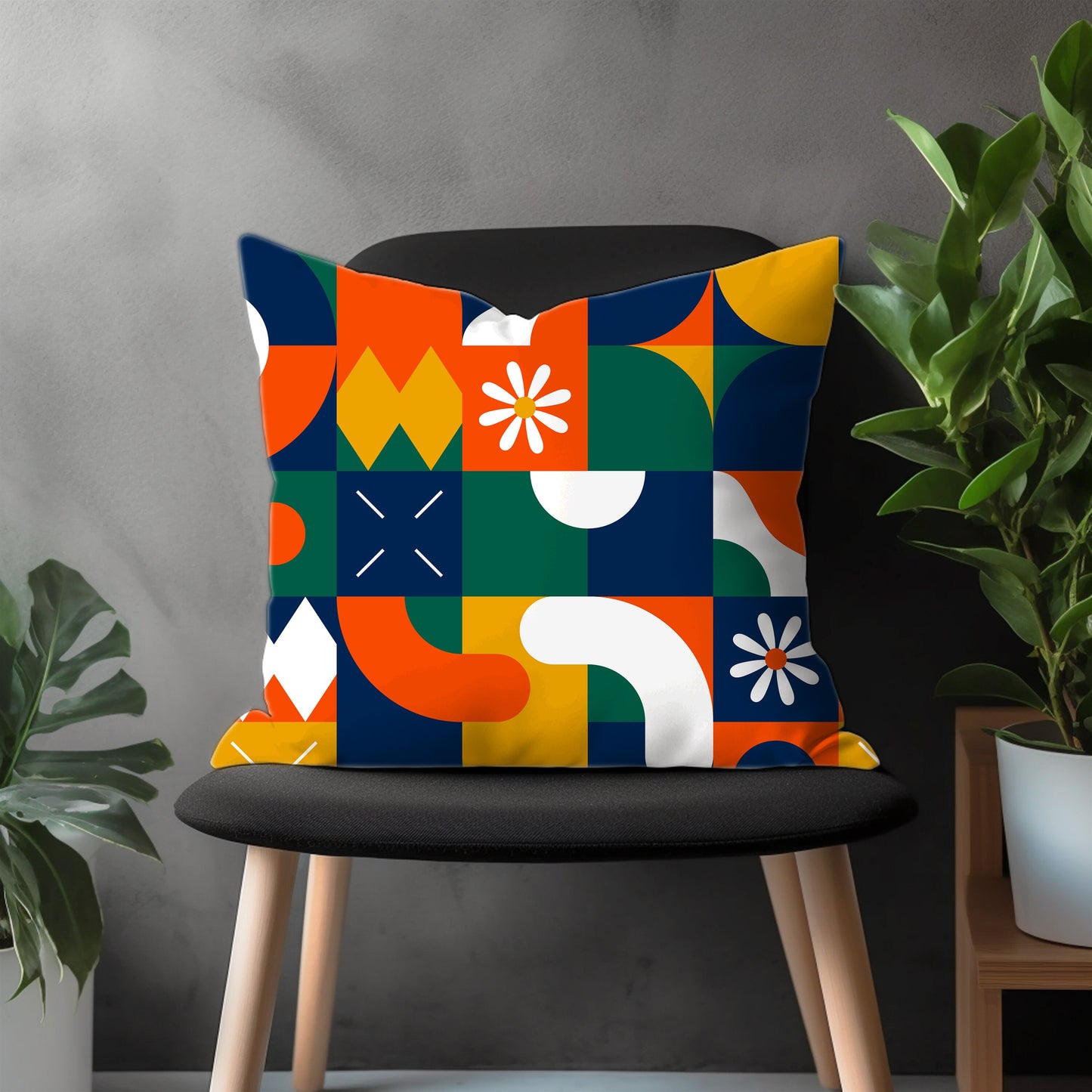 Abstract Terracotta Pillow Cover, Orange Geometric Euro Sham Cover, Modern Bedroom Throw Pillow Case, Decorative Living Room