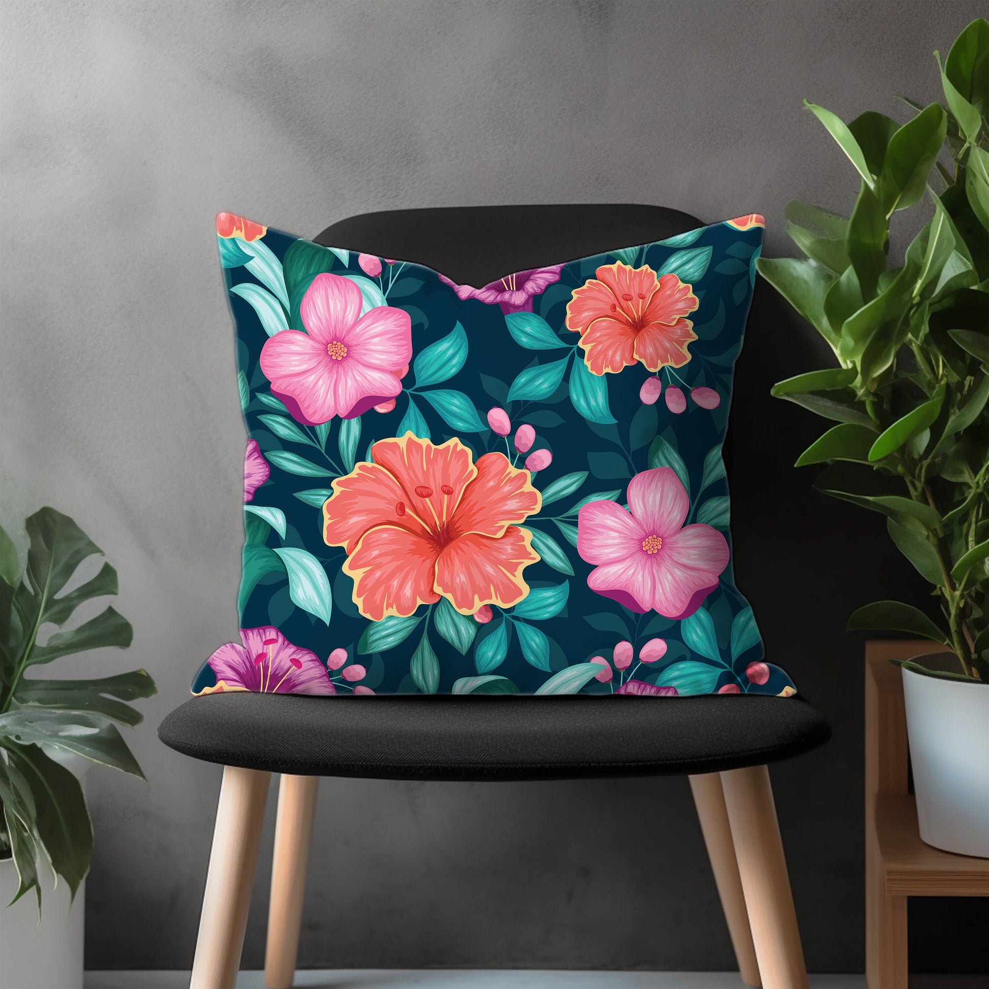 Blossom Flower Pillow Cover, Bloom Euro Sham Case, Floral Living Room Throw Pillow Case, Botanical Bedroom Decoration