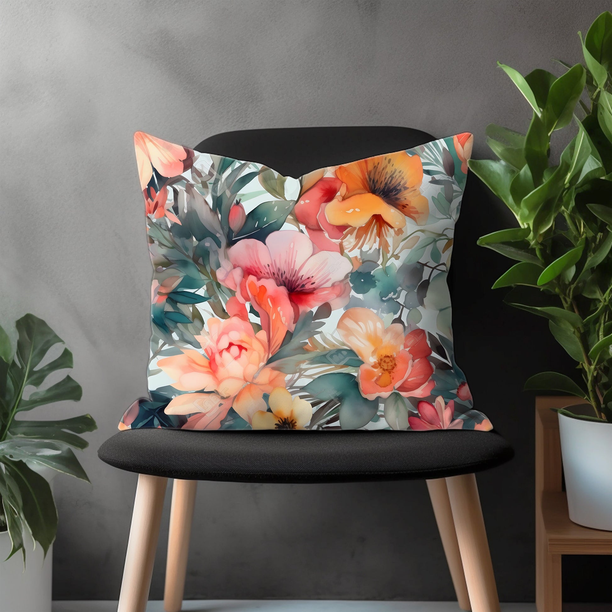 Flower Pillow Cover, Bloom Pillow Case, Floral Throw Euro Pillow Sham, Blossom Living Room Decoration, Any Size Pillow Cover