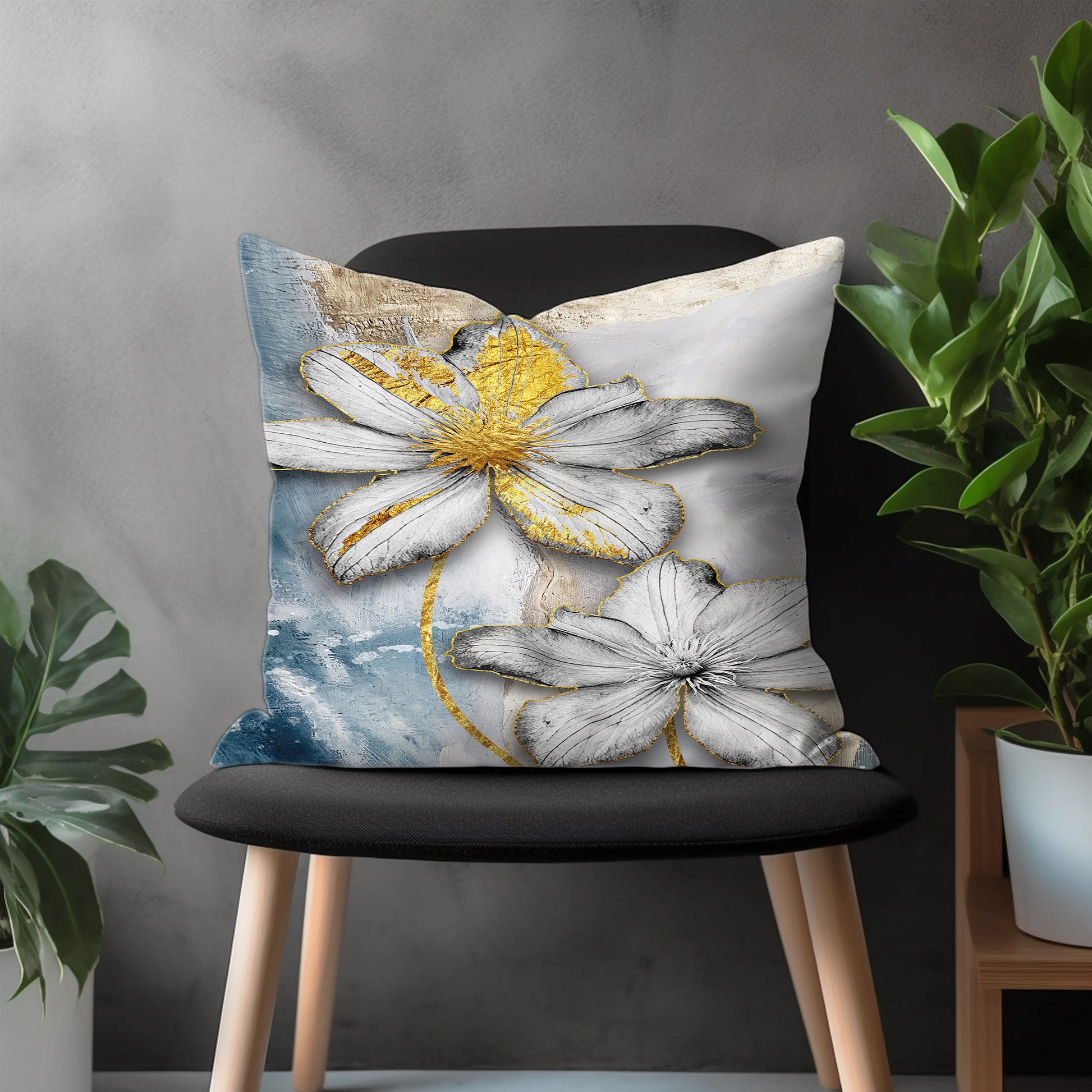 Flower Pillow Cover, Bloom Pillow Case, Floral Throw Euro Pillow Sham, Blossom Living Room Decoration, Any Size Pillow Cover