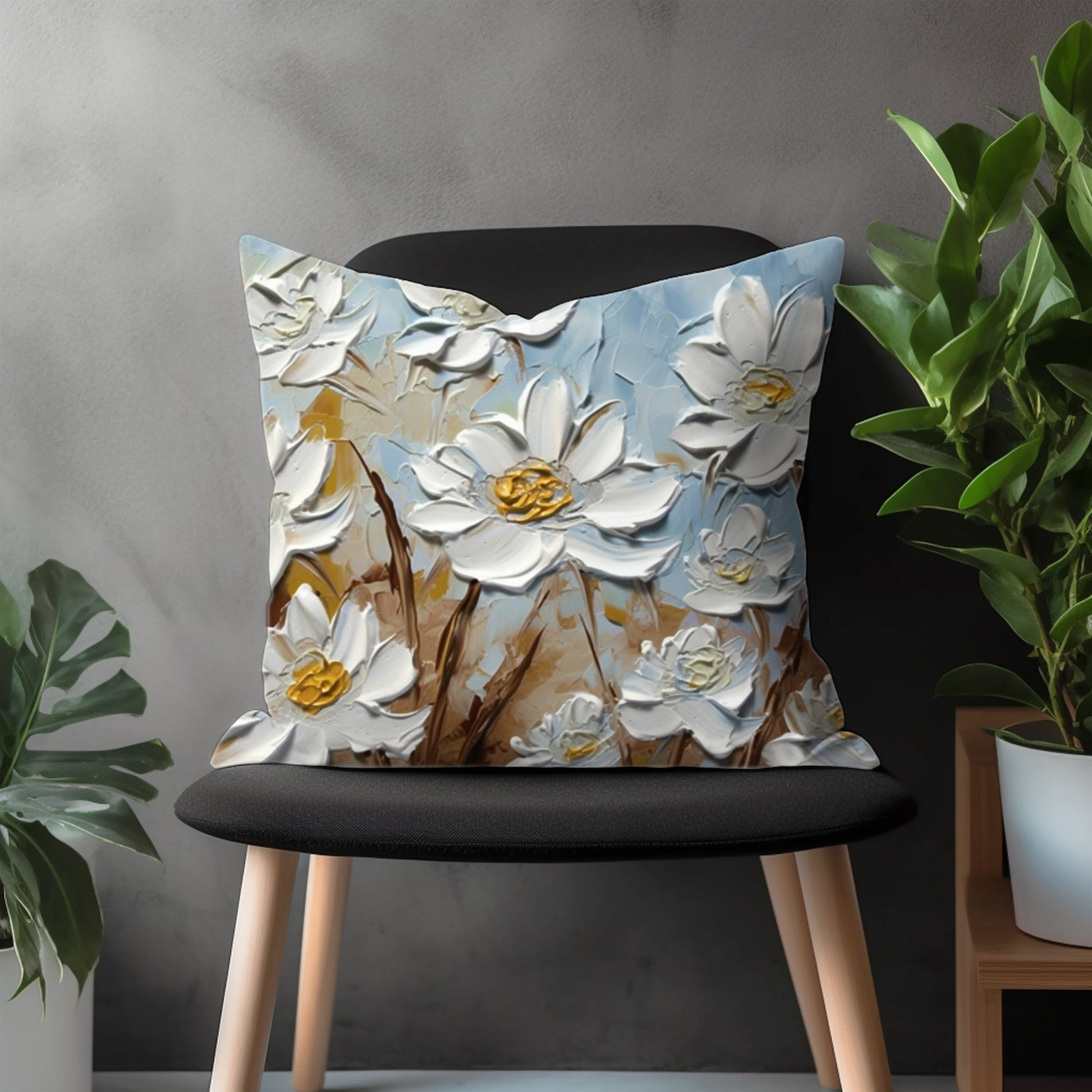 Flower Pillow Cover, Bloom Pillow Case, Floral Throw Euro Pillow Sham, Blossom Living Room Decoration, Any Size Pillow Cover