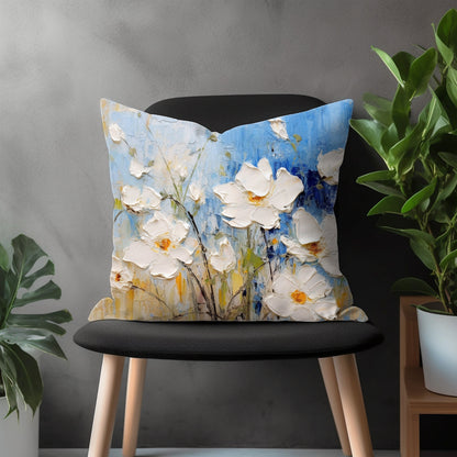 Flower Pillow Cover, Bloom Pillow Case, Floral Throw Euro Pillow Sham, Blossom Living Room Decoration, Any Size Pillow Cover