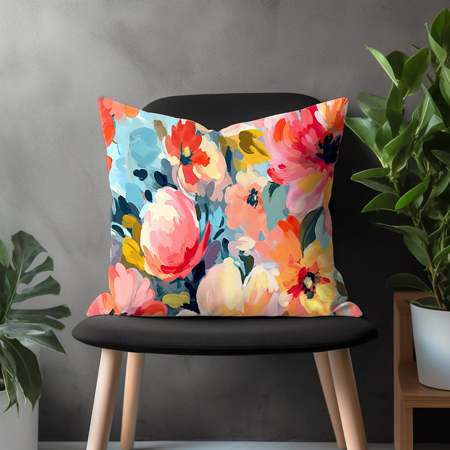 Blossom Pillow Cover, Tulip Euro Shams Case, Flower Bedroom Thro Pillow Case, Floral Living Room Decor, Any Size Pillow Case