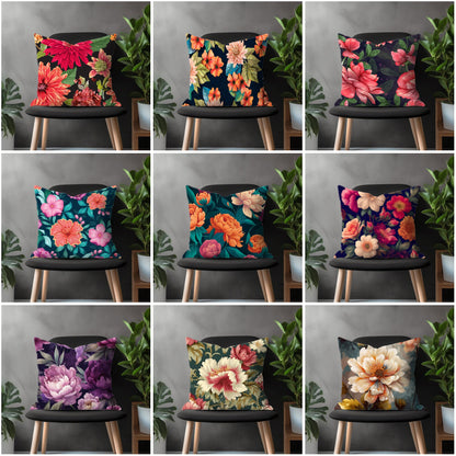 Blossom Flower Pillow Cover, Bloom Euro Sham Case, Floral Living Room Throw Pillow Case, Botanical Bedroom Decoration